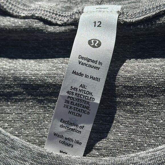 Lululemon Swiftly Tech Cropped Long-Sleeve Shirt 2.0 Slate / White size 12 NWT - Picture 3 of 6
